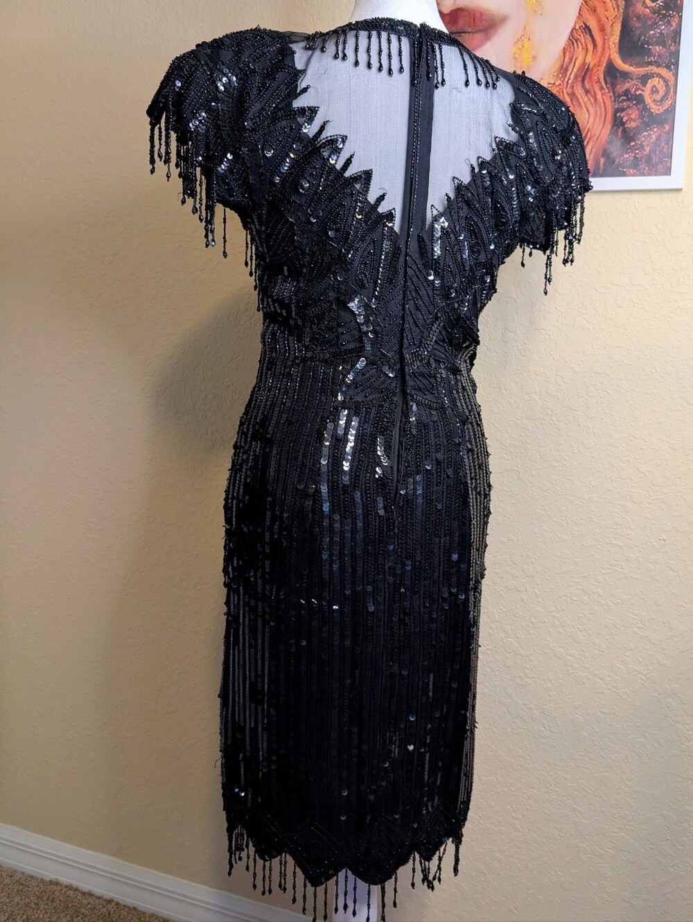 Vintage Laurence Kazar Silk Beaded Coctail Dress - Picture 10 of 13